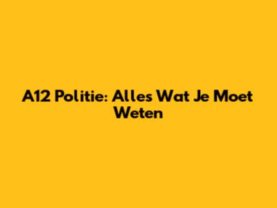 A12 Politie: Alles Wat Je Moet Weten