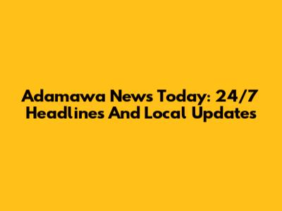 Adamawa News Today: 24/7 Headlines And Local Updates