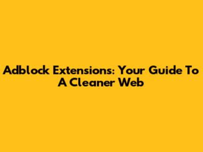 Adblock Extensions: Your Guide To A Cleaner Web