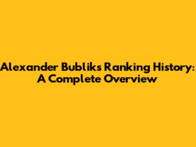 Alexander Bublik's Ranking History: A Complete Overview