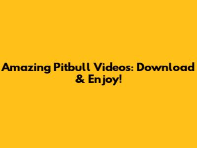 Amazing Pitbull Videos: Download & Enjoy!