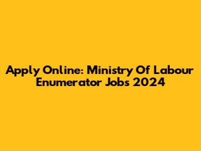Apply Online: Ministry Of Labour Enumerator Jobs 2024