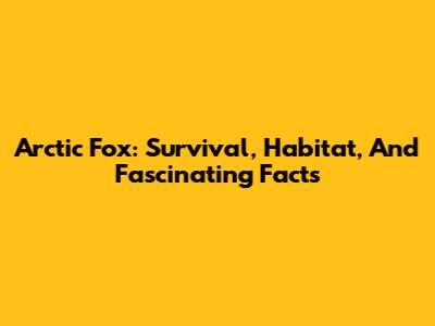 Arctic Fox: Survival, Habitat, And Fascinating Facts