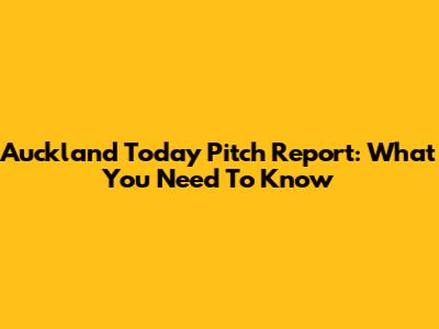 Auckland Today Pitch Report: What You Need To Know