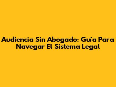 Audiencia Sin Abogado: Guía Para Navegar El Sistema Legal