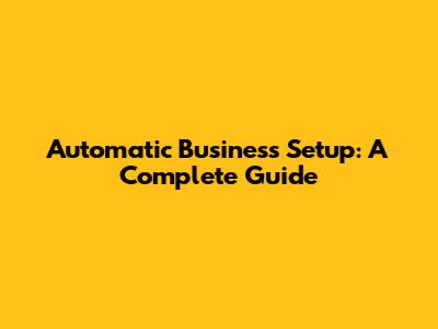 Automatic Business Setup: A Complete Guide