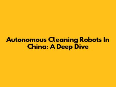 Autonomous Cleaning Robots In China: A Deep Dive