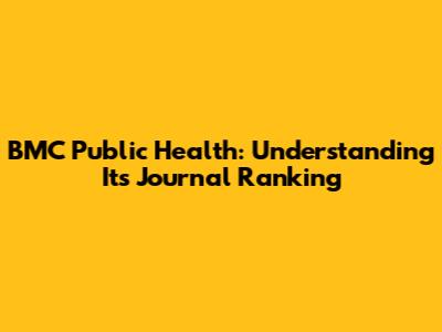 BMC Public Health: Understanding Its Journal Ranking