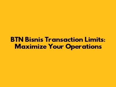 BTN Bisnis Transaction Limits: Maximize Your Operations