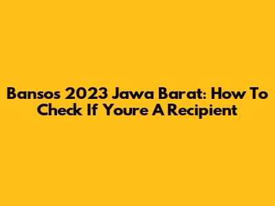 Bansos 2023 Jawa Barat: How To Check If You're A Recipient