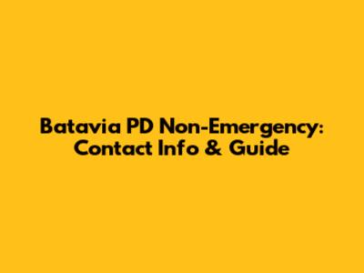 Batavia PD Non-Emergency: Contact Info & Guide