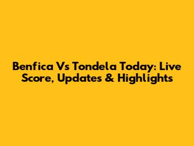 Benfica Vs Tondela Today: Live Score, Updates & Highlights
