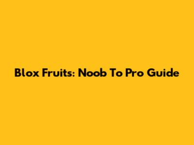 Blox Fruits: Noob To Pro Guide