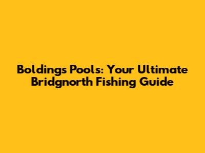 Boldings Pools: Your Ultimate Bridgnorth Fishing Guide