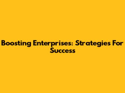 Boosting Enterprises: Strategies For Success