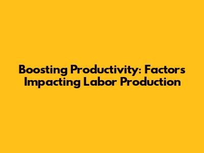 Boosting Productivity: Factors Impacting Labor Production