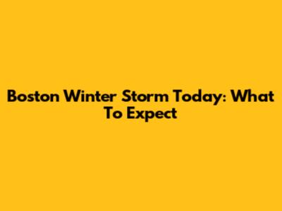 Boston Winter Storm Today: What To Expect