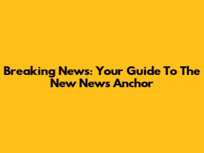 Breaking News: Your Guide To The New News Anchor