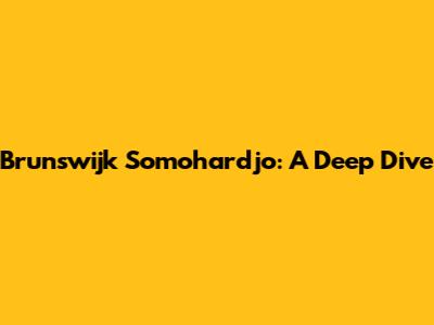 Brunswijk Somohardjo: A Deep Dive