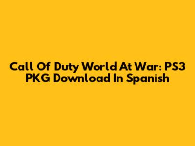 Call Of Duty World At War: PS3 PKG Download In Spanish