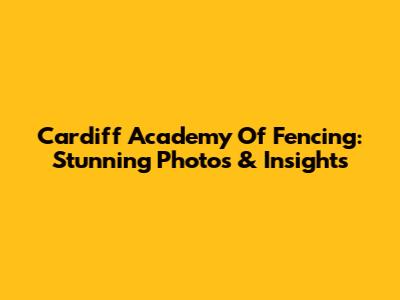 Cardiff Academy Of Fencing: Stunning Photos & Insights