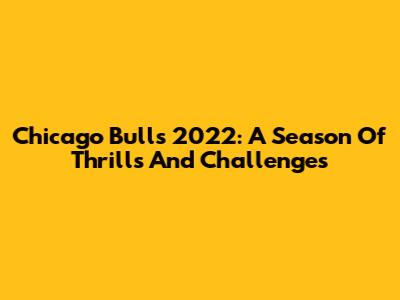 Chicago Bulls 2022: A Season Of Thrills And Challenges