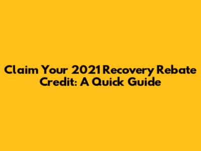 Claim Your 2021 Recovery Rebate Credit: A Quick Guide