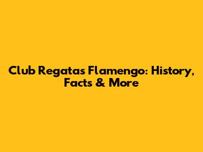 Club Regatas Flamengo: History, Facts & More