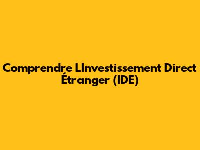 Comprendre L'Investissement Direct Étranger (IDE)