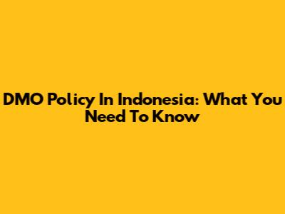 DMO Policy In Indonesia: What You Need To Know