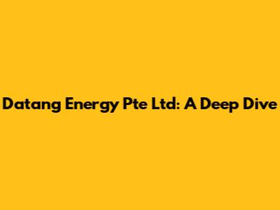Datang Energy Pte Ltd: A Deep Dive