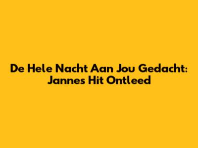 De Hele Nacht Aan Jou Gedacht: Jannes' Hit Ontleed