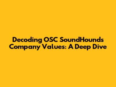 Decoding OSC SoundHound's Company Values: A Deep Dive