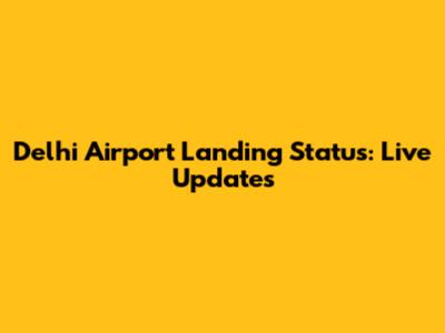 Delhi Airport Landing Status: Live Updates