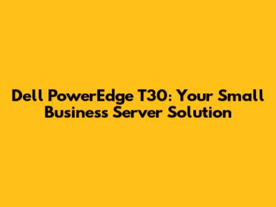 Dell PowerEdge T30: Your Small Business Server Solution