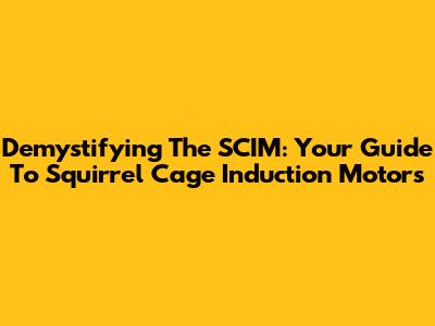 Demystifying The SCIM: Your Guide To Squirrel Cage Induction Motors