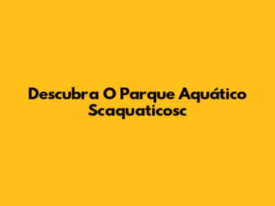 Descubra O Parque Aquático Scaquaticosc