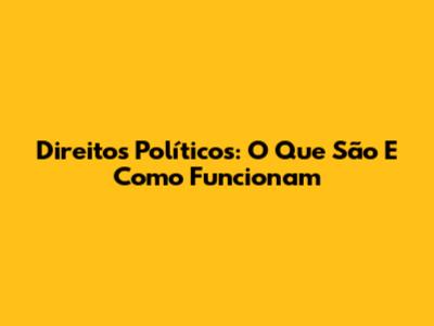Direitos Políticos: O Que São E Como Funcionam