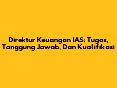 Direktur Keuangan IAS: Tugas, Tanggung Jawab, Dan Kualifikasi