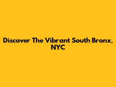 Discover The Vibrant South Bronx, NYC