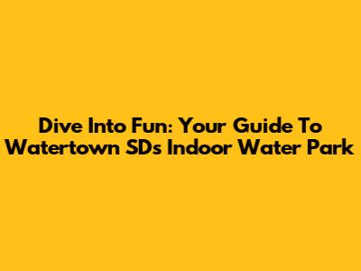 Dive Into Fun: Your Guide To Watertown SD's Indoor Water Park