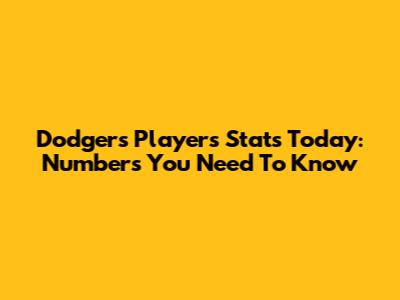 Dodgers Players' Stats Today: Numbers You Need To Know