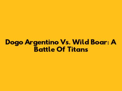 Dogo Argentino Vs. Wild Boar: A Battle Of Titans