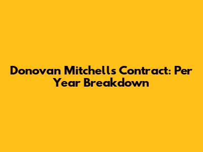 Donovan Mitchell's Contract: Per Year Breakdown