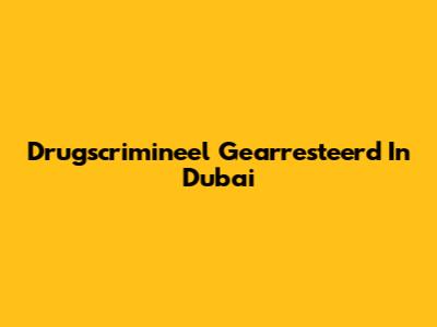 Drugscrimineel Gearresteerd In Dubai