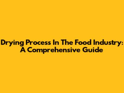 Drying Process In The Food Industry: A Comprehensive Guide