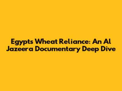 Egypt's Wheat Reliance: An Al Jazeera Documentary Deep Dive