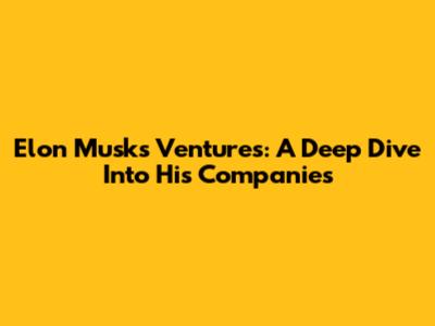 Elon Musk's Ventures: A Deep Dive Into His Companies