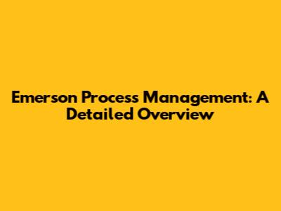 Emerson Process Management: A Detailed Overview