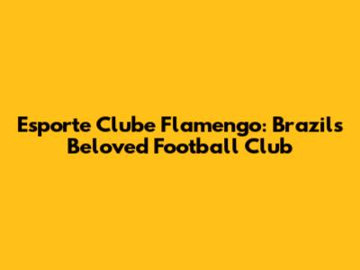 Esporte Clube Flamengo: Brazil's Beloved Football Club